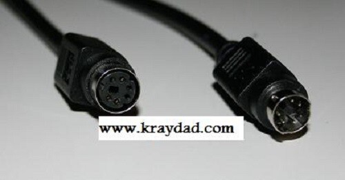 Mini Din 6 Pin Black Ext Cable MF 10 ft PS2 Minidin