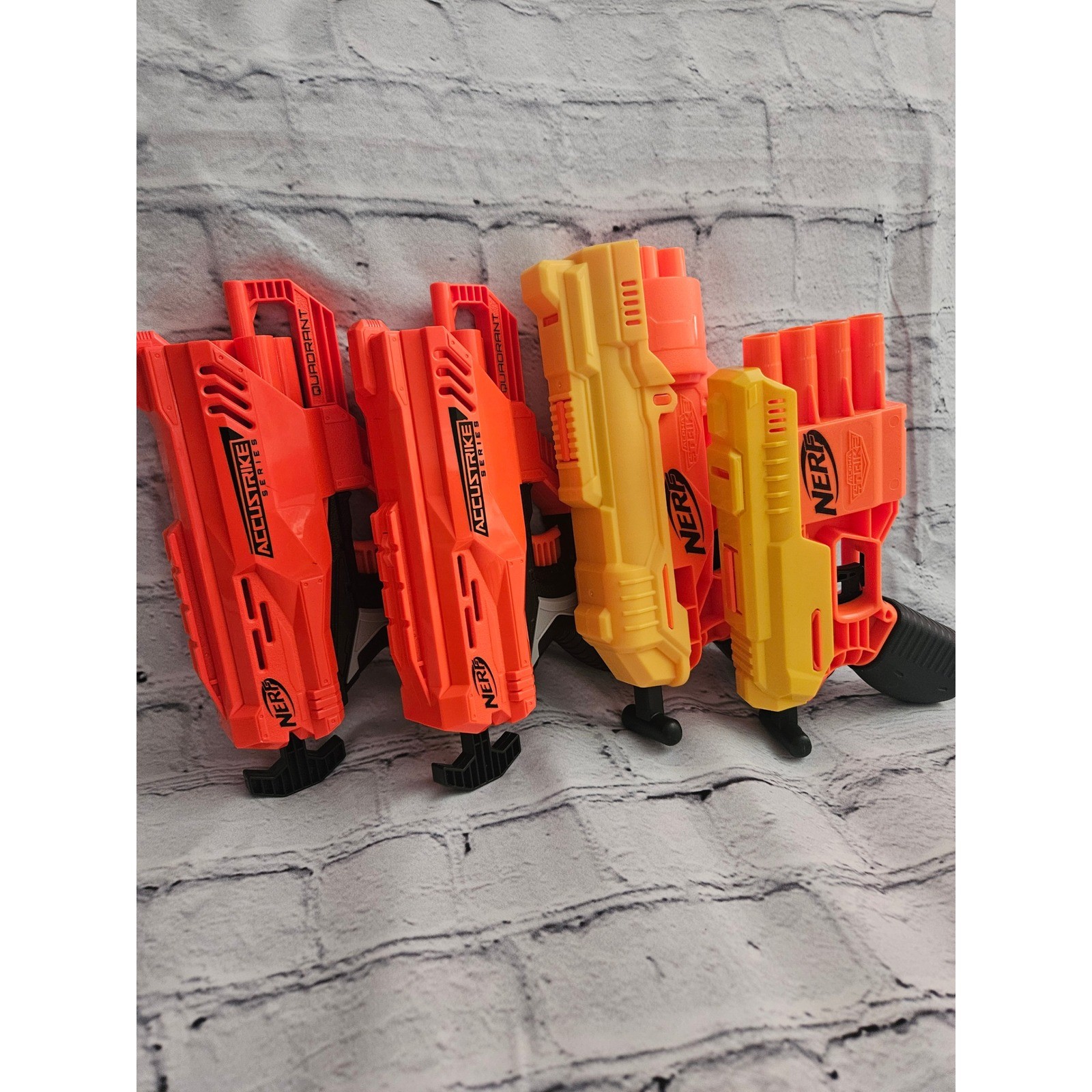 Lot of 4 Nerf Blasters - AccuStrike Quadrant & Alpha Strike (Fangs / Stinger)