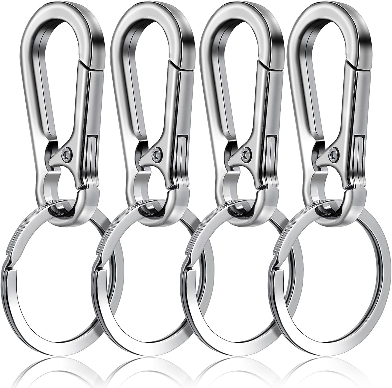 New 4 Pack Stainless Steel Dog Tag Clips Key Rings For Pet Collars & Harnesses