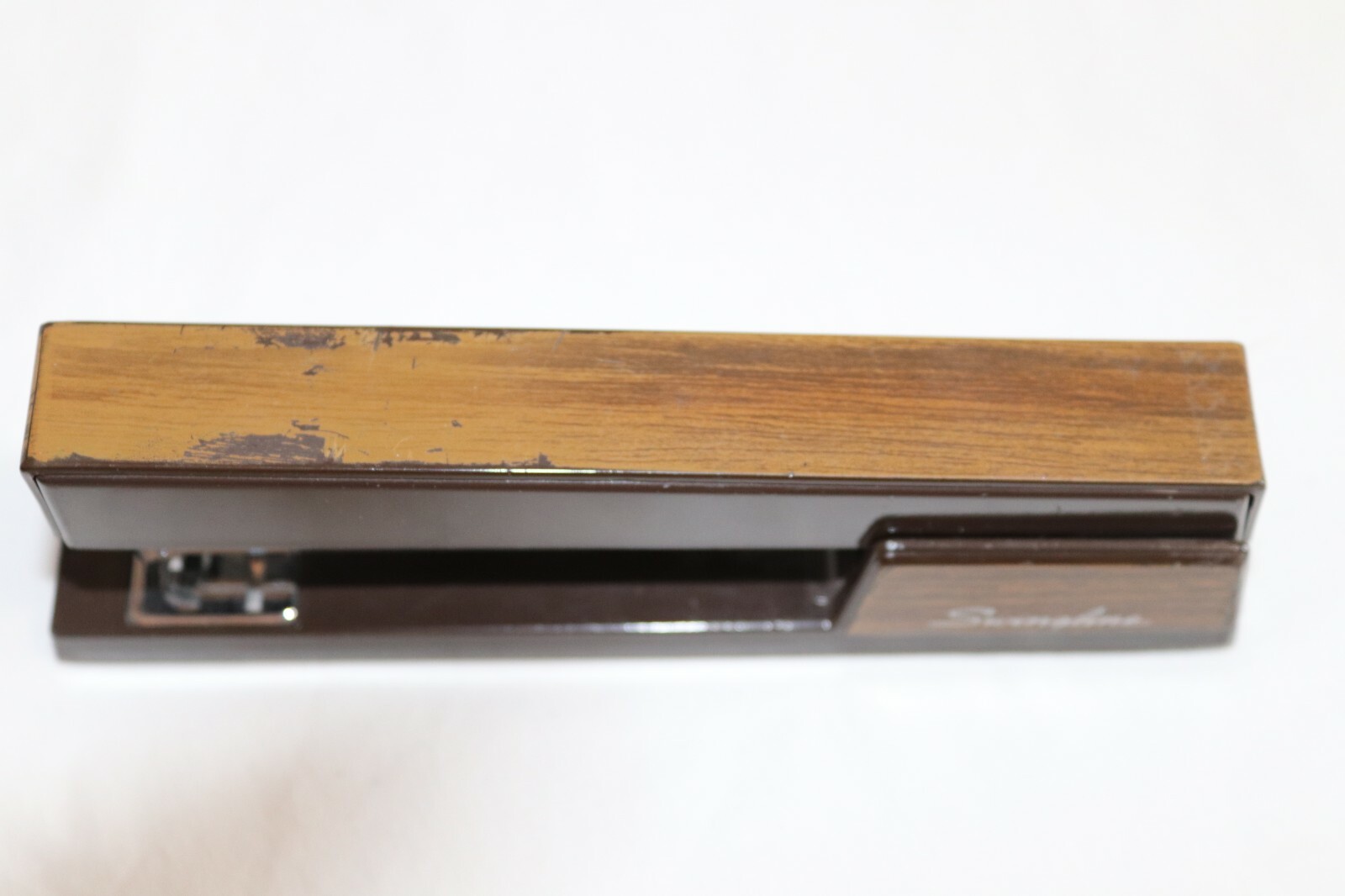 Vintage Heavy Duty 7 1/8" Swingline 767 Brown Enamel Woodgrain Stapler USA