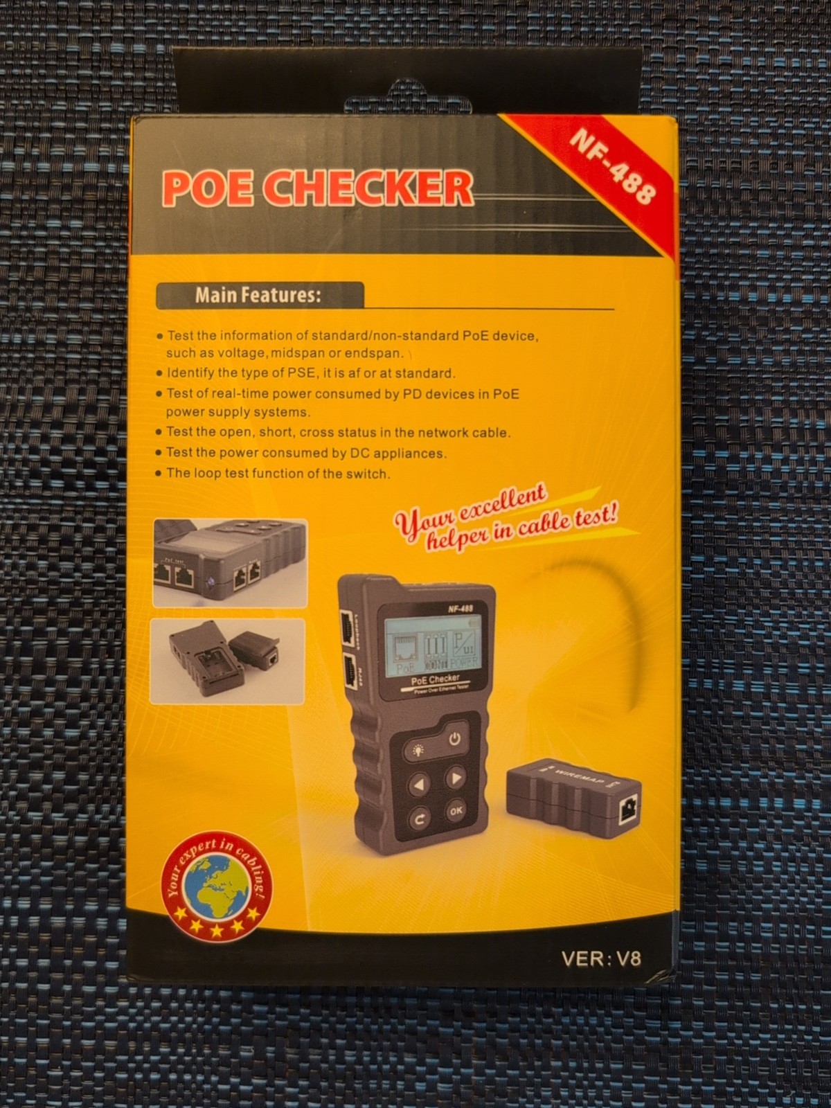 Noyafa NF-488 PoE Checker Inline PoE Voltage & Current Tester with Cable tester