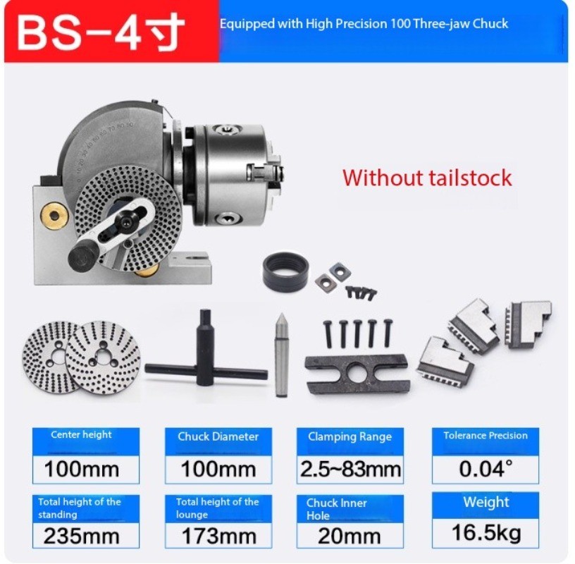 Three-jaw Precision Semi-universal Indexing Head for Milling Machine Rotation