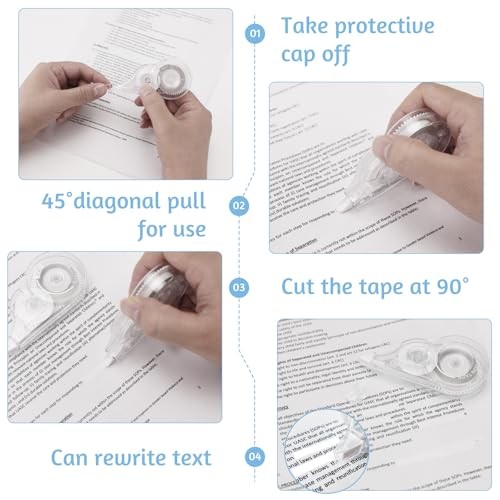 40 Pcs Correction Tape, 39.4 Ft, Tear-Resistant, 0.2 in Width | White Wrong