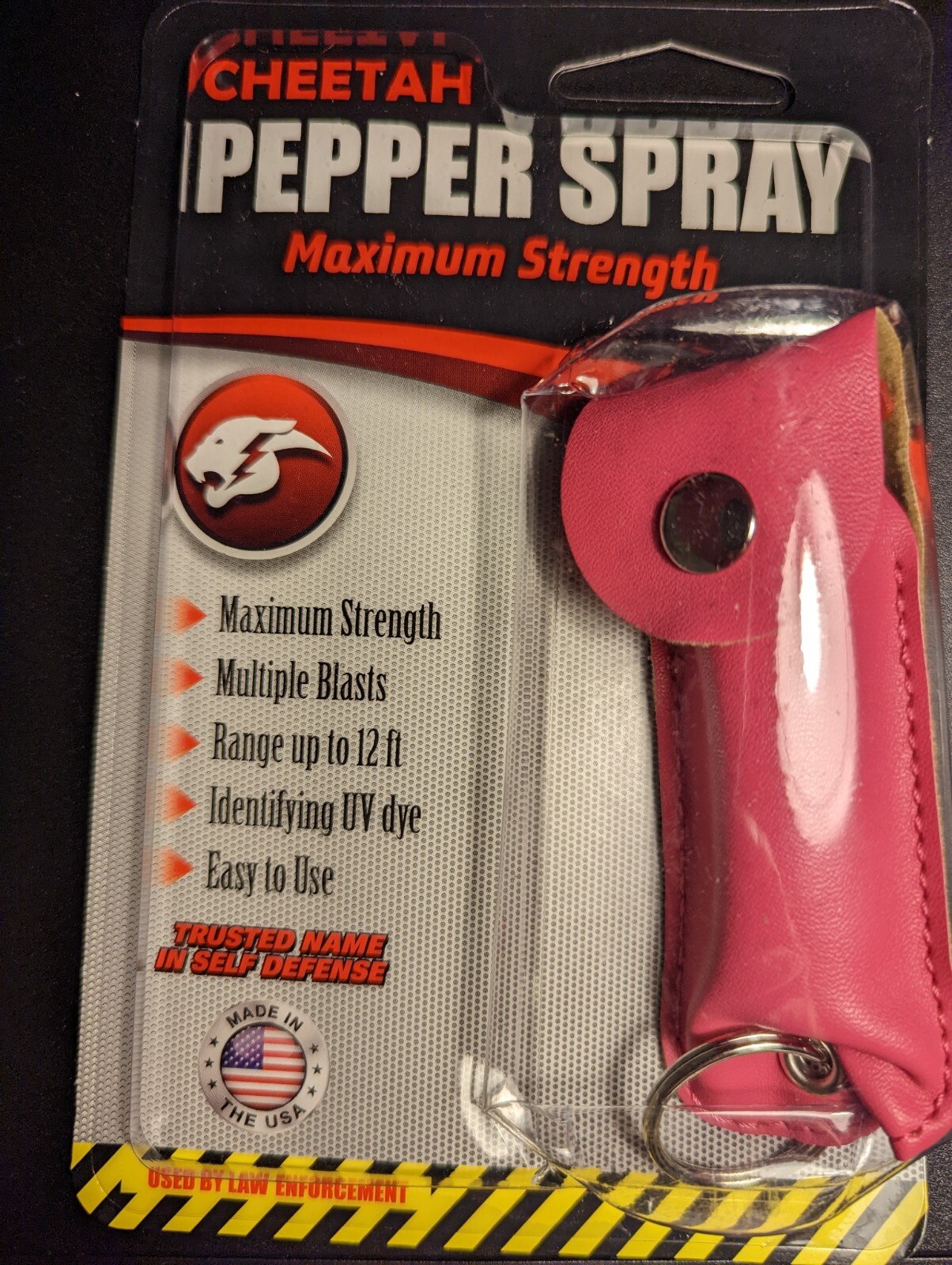 Cheetah Pepper Spray Maximum Strength W-Leather Case Self Defense Security Pink
