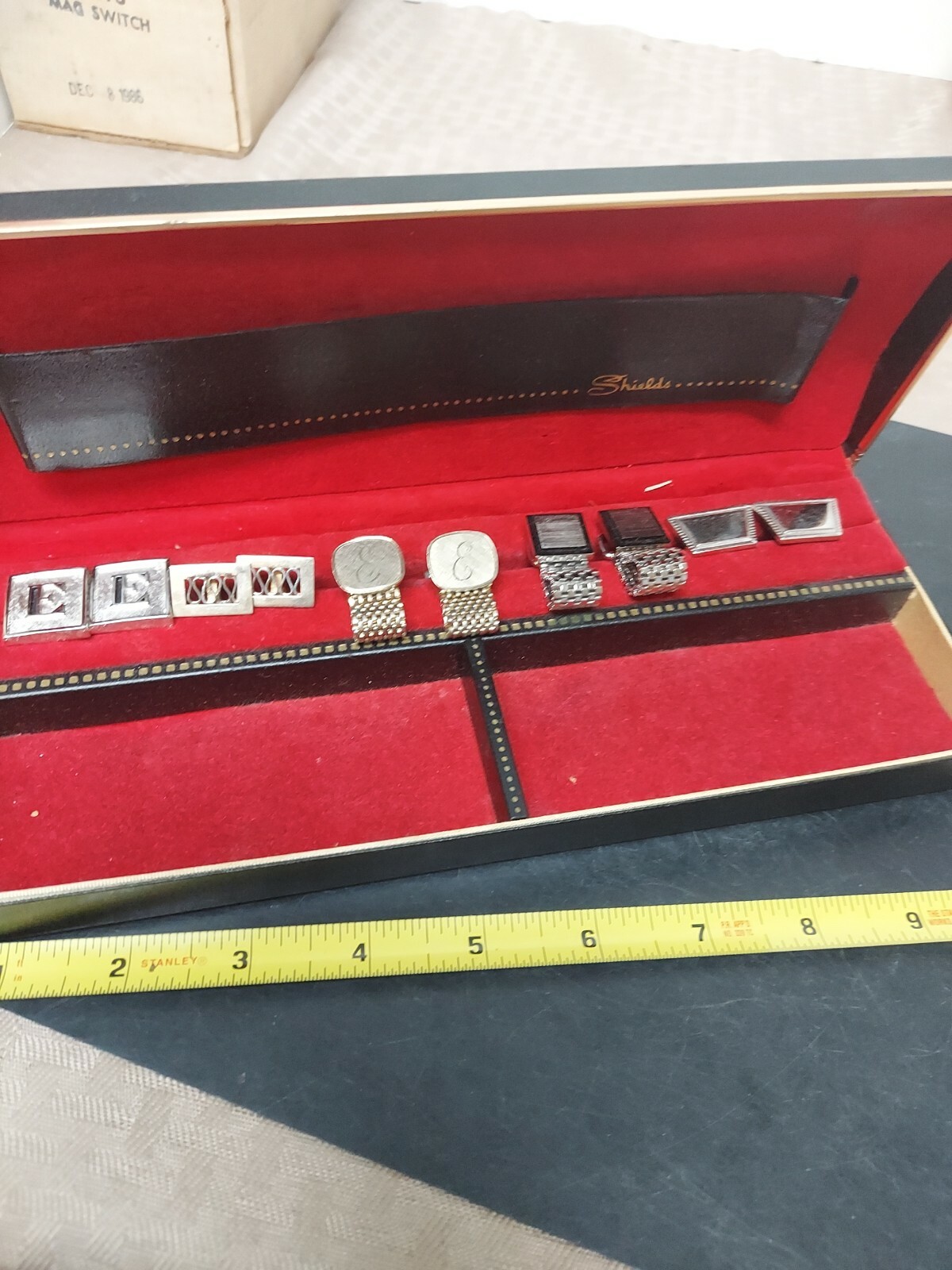 Black Knight Shields Box With "E" cufflinks 5 Total Sets