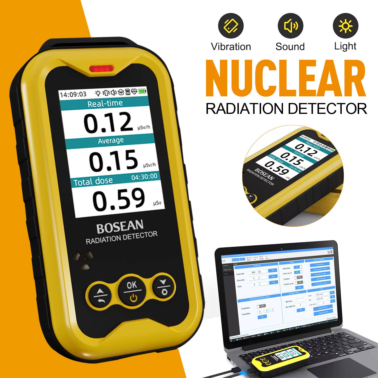 Geiger Counter GM Tube Beta β γ X-Ray Dosimeter Nuclear Radiation Detector Meter