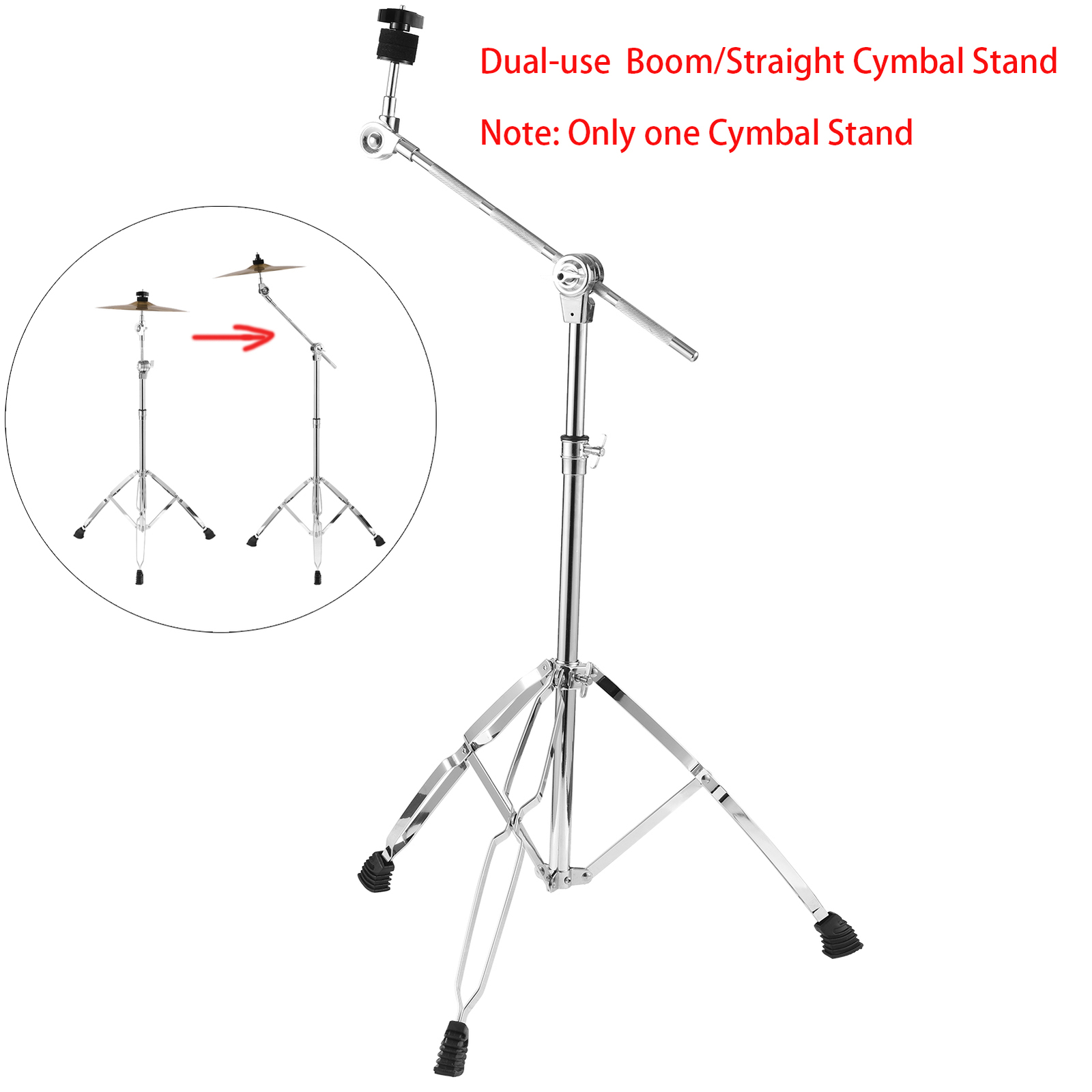 Adjustable Height Cymbal Straight Boom Stand Double Braced Mount Holder M5C6