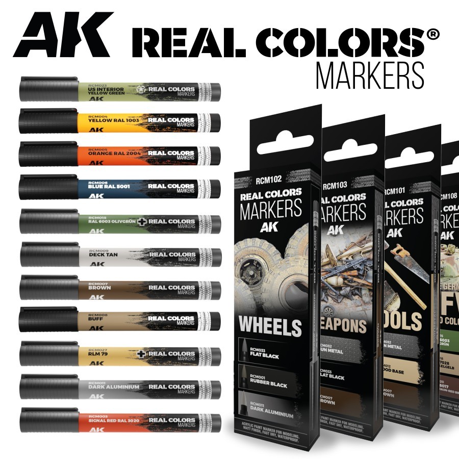 AK Interactive: MARKERS - Real Colors - Model Paint Marker Sets - Singles & Set