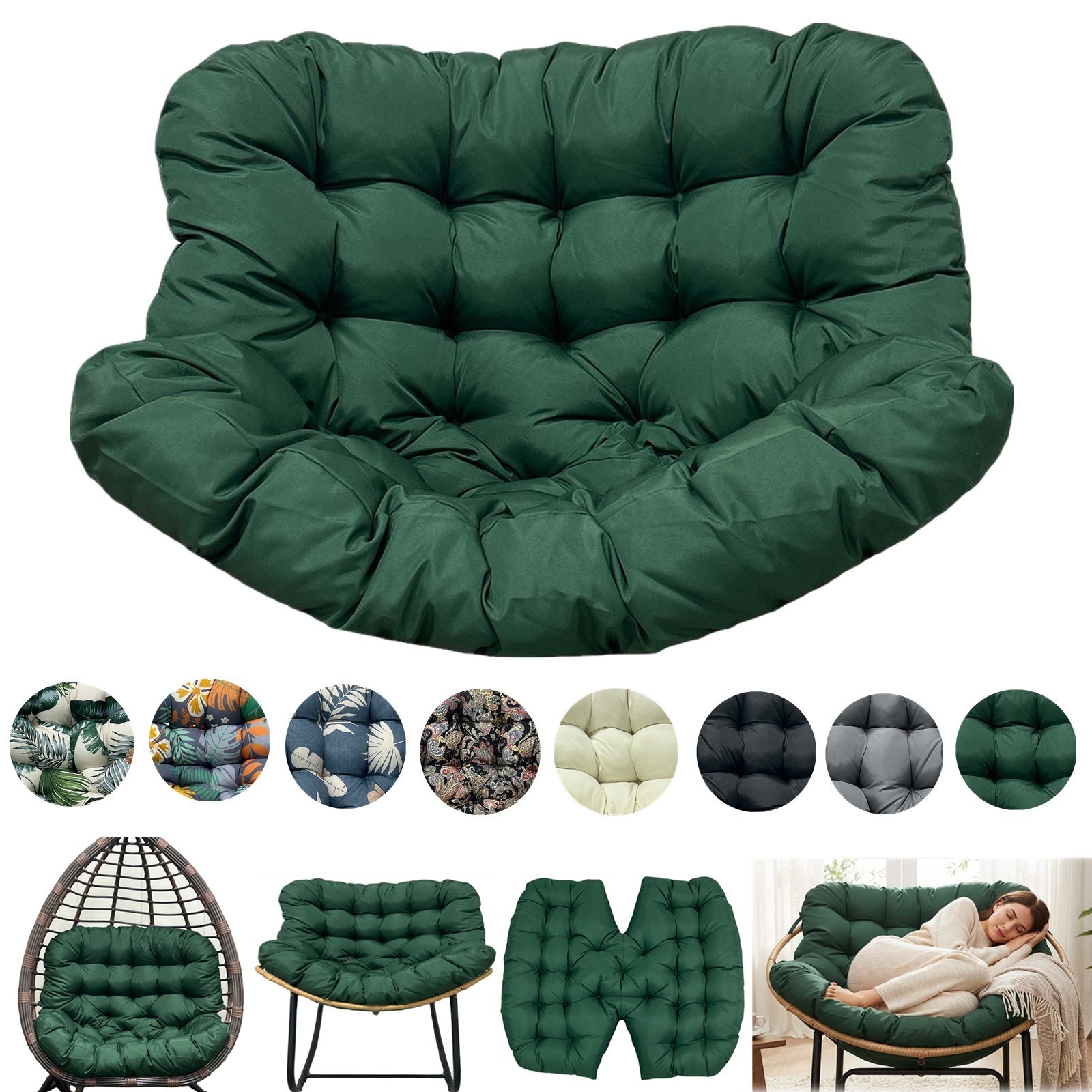 Waterproof Double Egg Swing Chair Cushion Replacement Soft Hanging Chair Pads