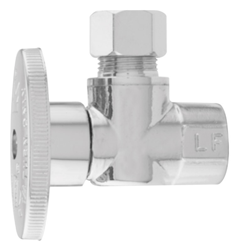 Keeney 2047PCLF Chrome Plated Quarter Turn Shut-Off Angle Valve 3/8 FIP in.