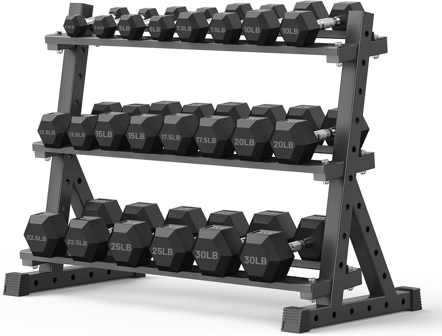 Hex Dumbbell Set W/ Rack Rubber Encased Hex Dumbbell Weight Set W/ Storage Racks