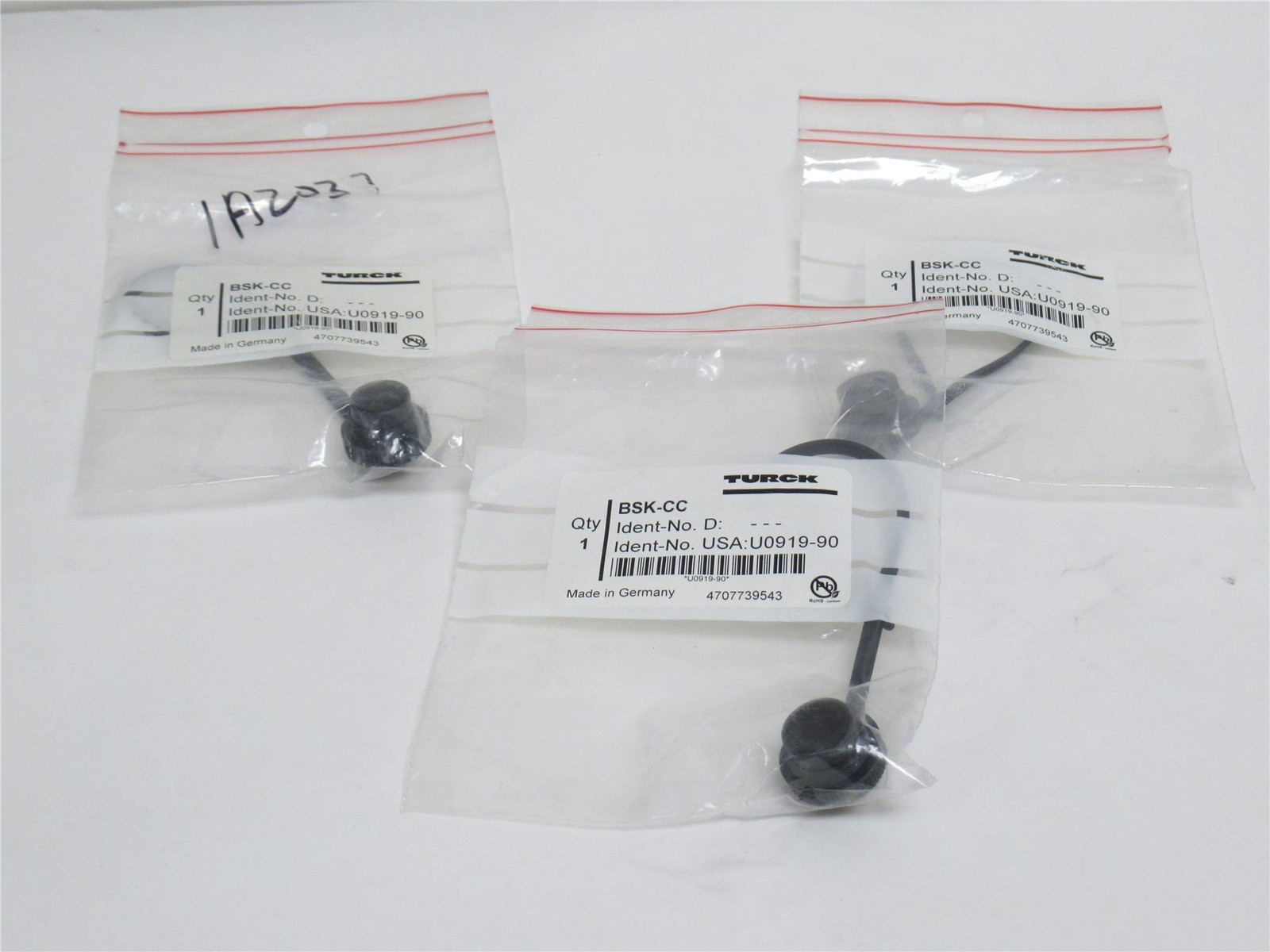 232940 New-No Box; Turck BSK-CC Lot-2; Platic Lanyard; 4-1/2"; M16 Threads