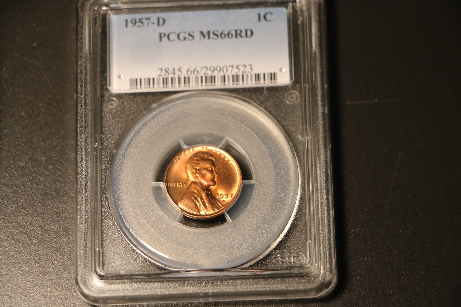 1957-D Lincoln Wheat Penny PCGS MS66 RD. Very Nice Gem Brilliant Red Coin