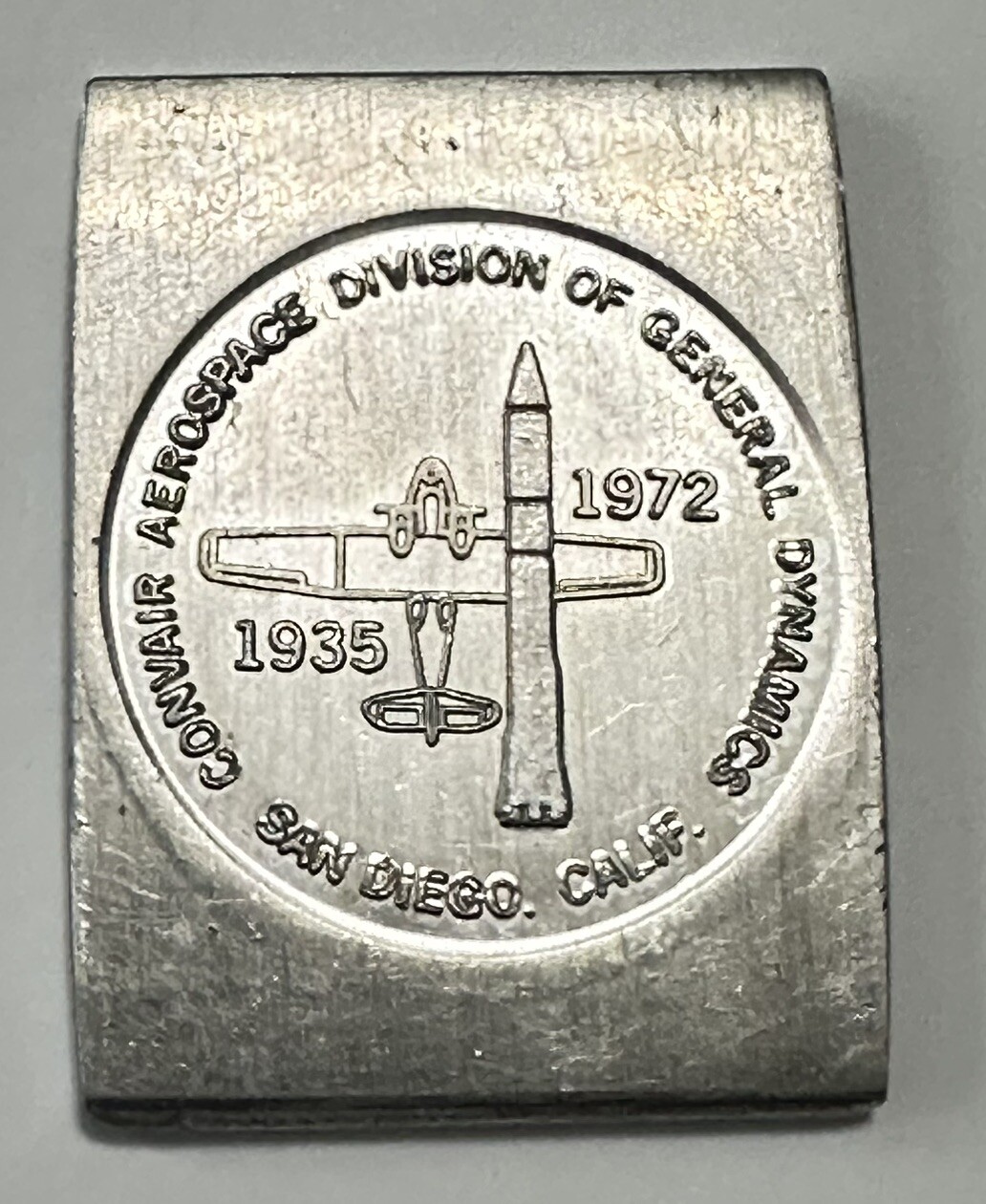Convair Aerospace Div General Dynamics San Diego CA 1972 UNCUT TRIAL STRIKE COIN