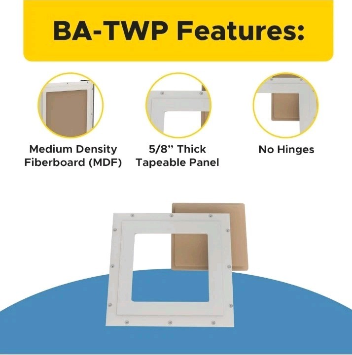 Best 8" x 8" Tapeable Wall Access Panel for 5/8" Drywall Primed Frame, Medium...