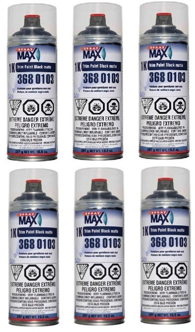 Spray max 1k Trim Paint MATT BLACK - 3680103 (6 Pack)