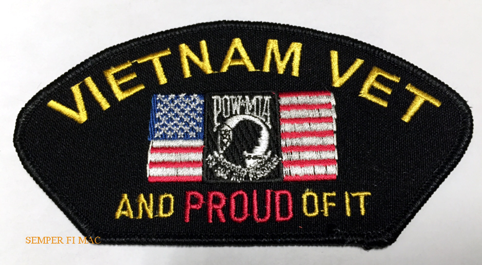 VIETNAM VET & PROUD OF IT PATCH POW MIA PIN UP US ARMY MARINES NAVY AIR FORCE*