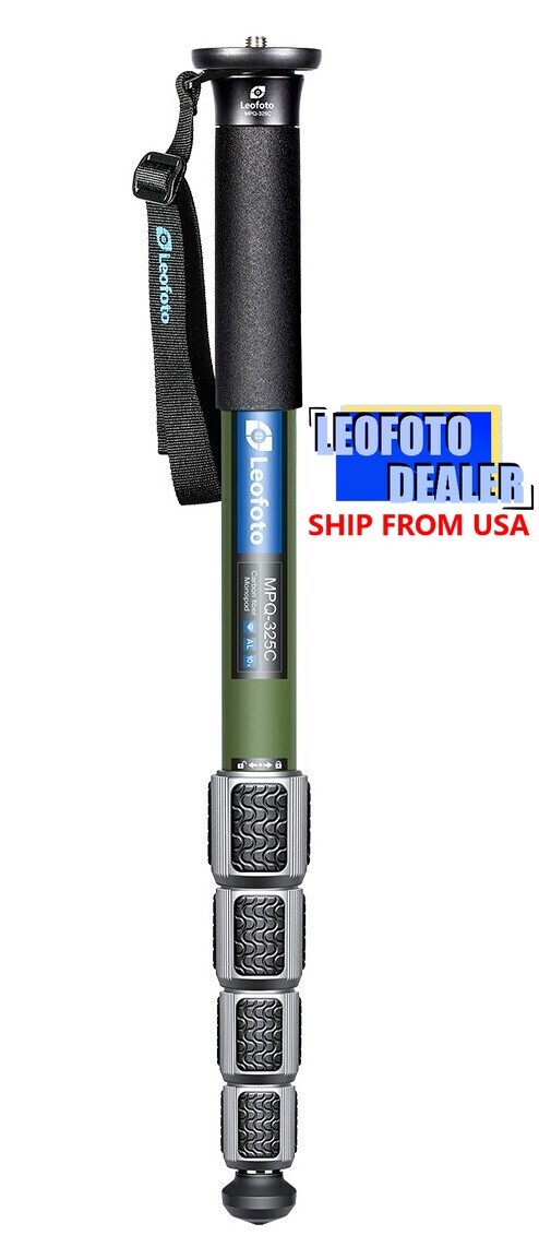 Leofoto MPQ-325C 5-Section CF Monopod Waterproof Leg Locks - Green