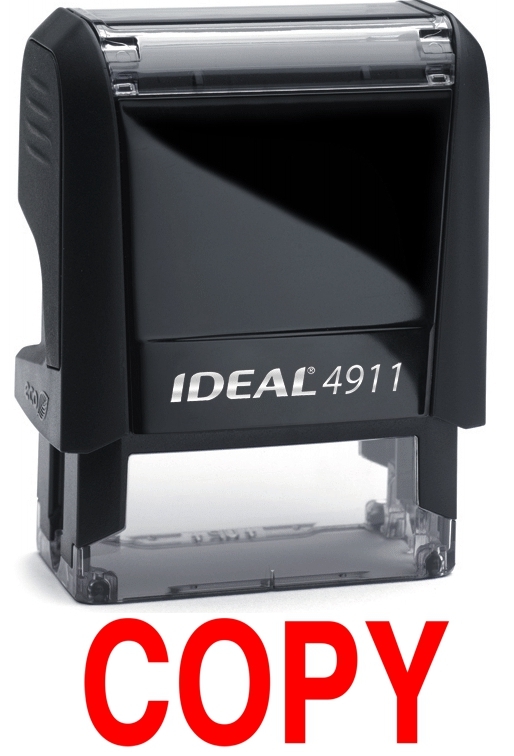 COPY stamp text on IDEAL 4911 Self-inking Rubber Stamp with RED INK
