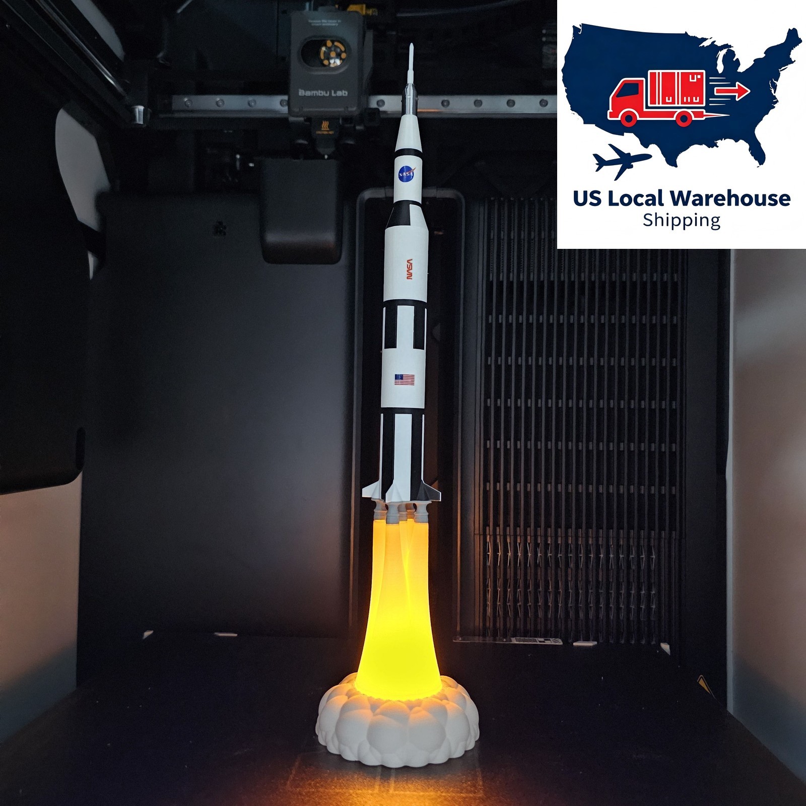 1/400 Scale US NASA Saturn V Rocket LED Candle Light 3D Model Saturn 5