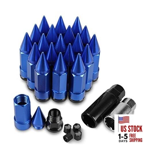 M12x1.5 Anti Theft Wheel Spike Lug Nut 20 PCS Spiked Lug Nuts with 2 PCS Blue