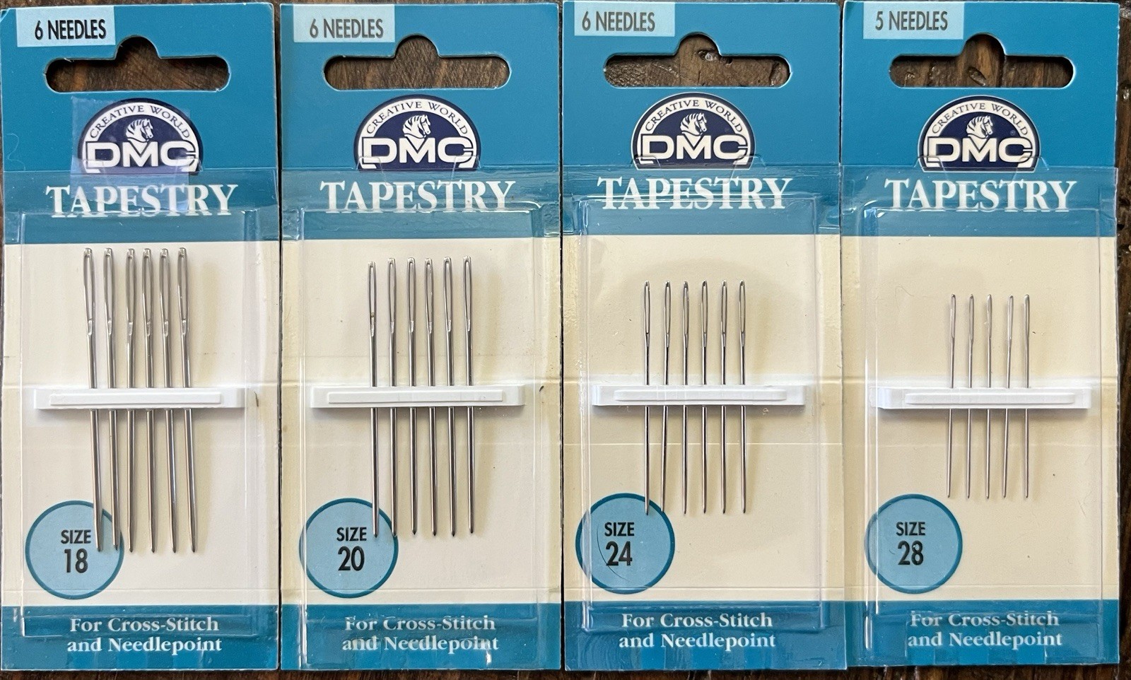 DMC TAPESTRY 23 NEEDLES Lot 4 Packs Size 18 22 24 28 Nickel Plated Steel New