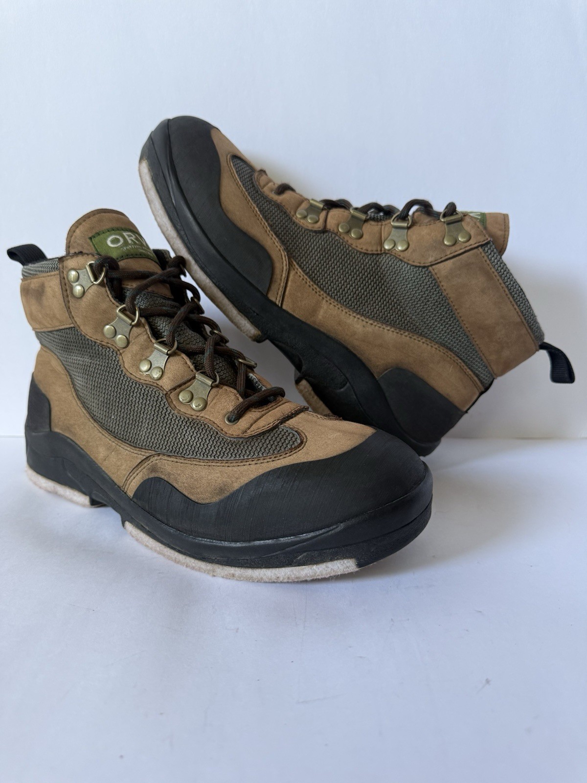 Orvis Wading Boots Mens Sz 11-11.5 Felt Bottom Fly Fishing Shoes Brown