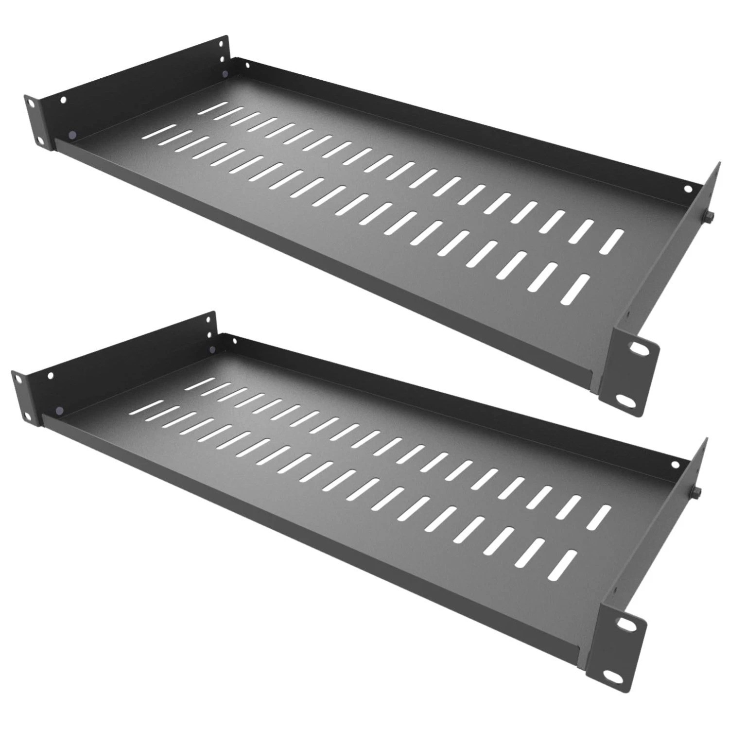 2 Pack 1U Vented Cantilever Shelf 8" 19" Rack Mount