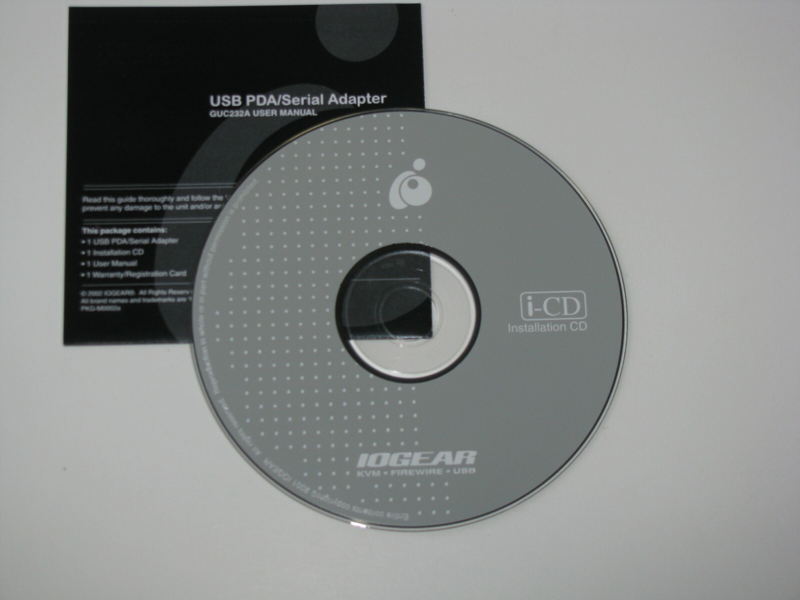 IOGEAR USB PDA Serial RS-232 Adapter GUC232A User Manual and Installation CD Set