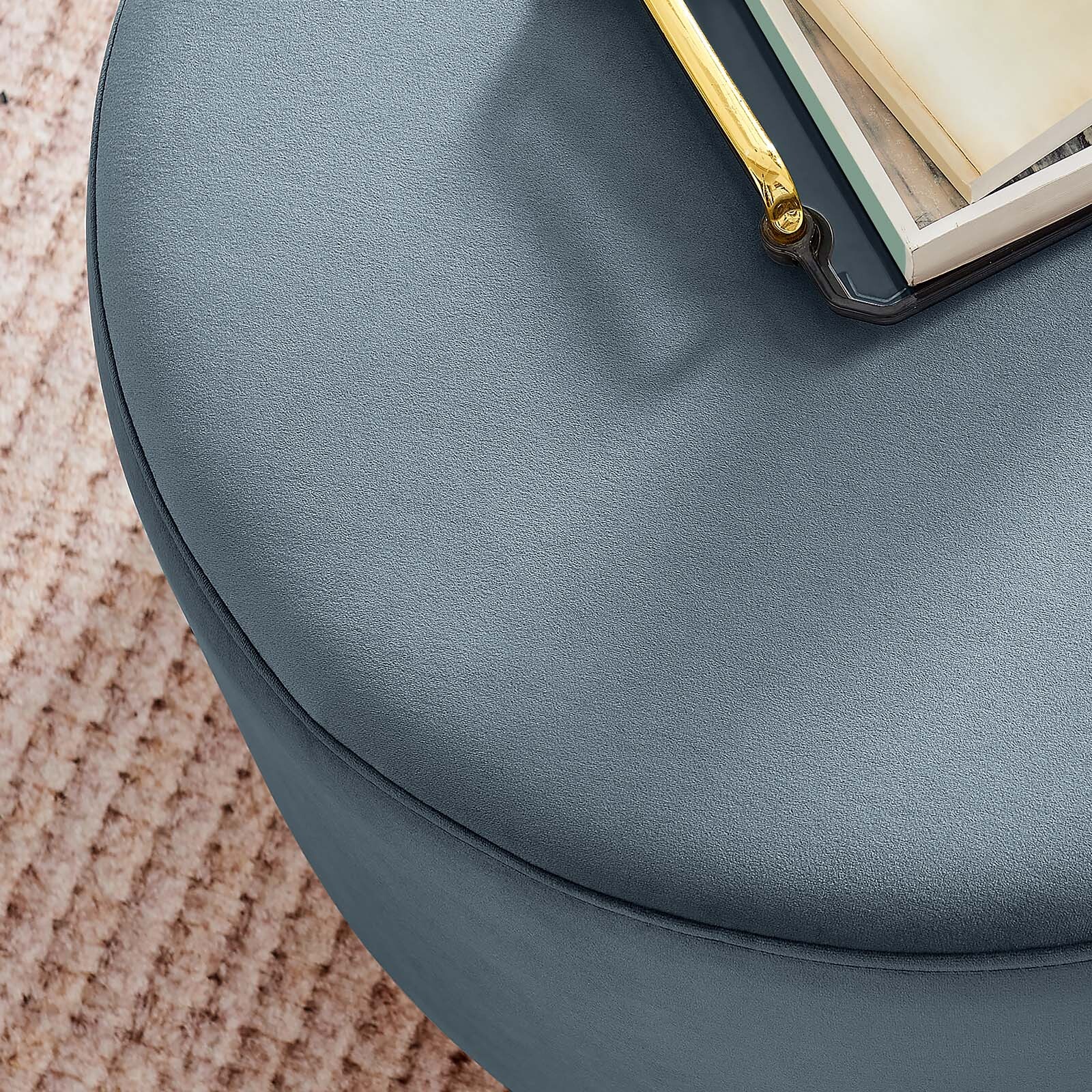 Modway Large 23" Round Performance Velvet Upholstered Ottoman