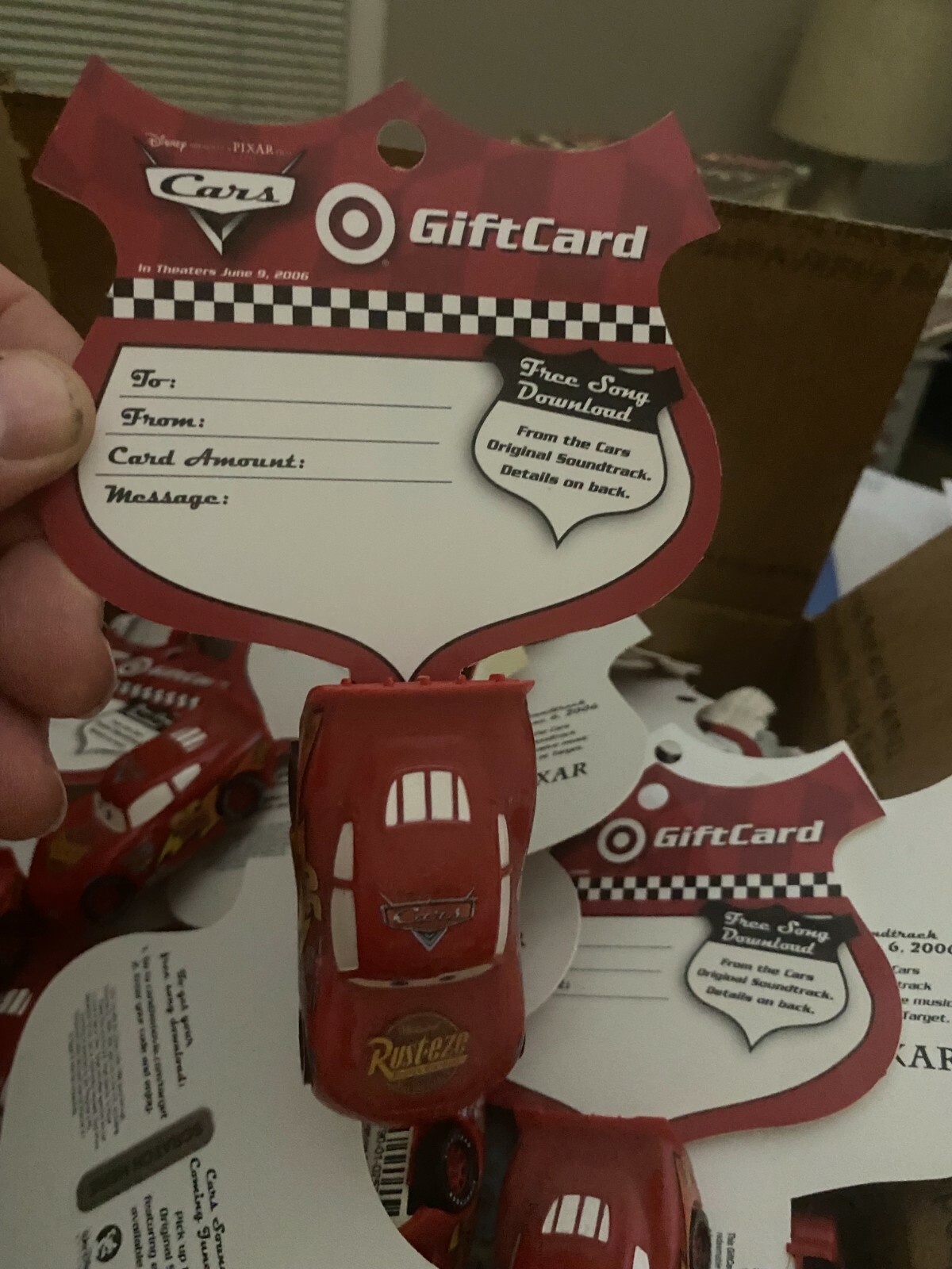 TARGET Plastic "CARS" Lightning McQueen Race Car 2006 Gift Card ($0)