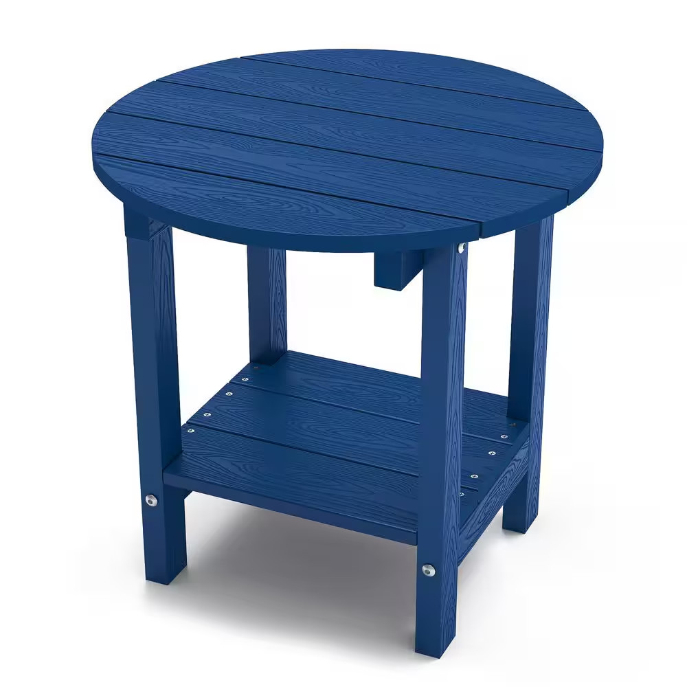 17-5/8 In. H Navy round Plastic Outdoor Patio Adirondack Side Table