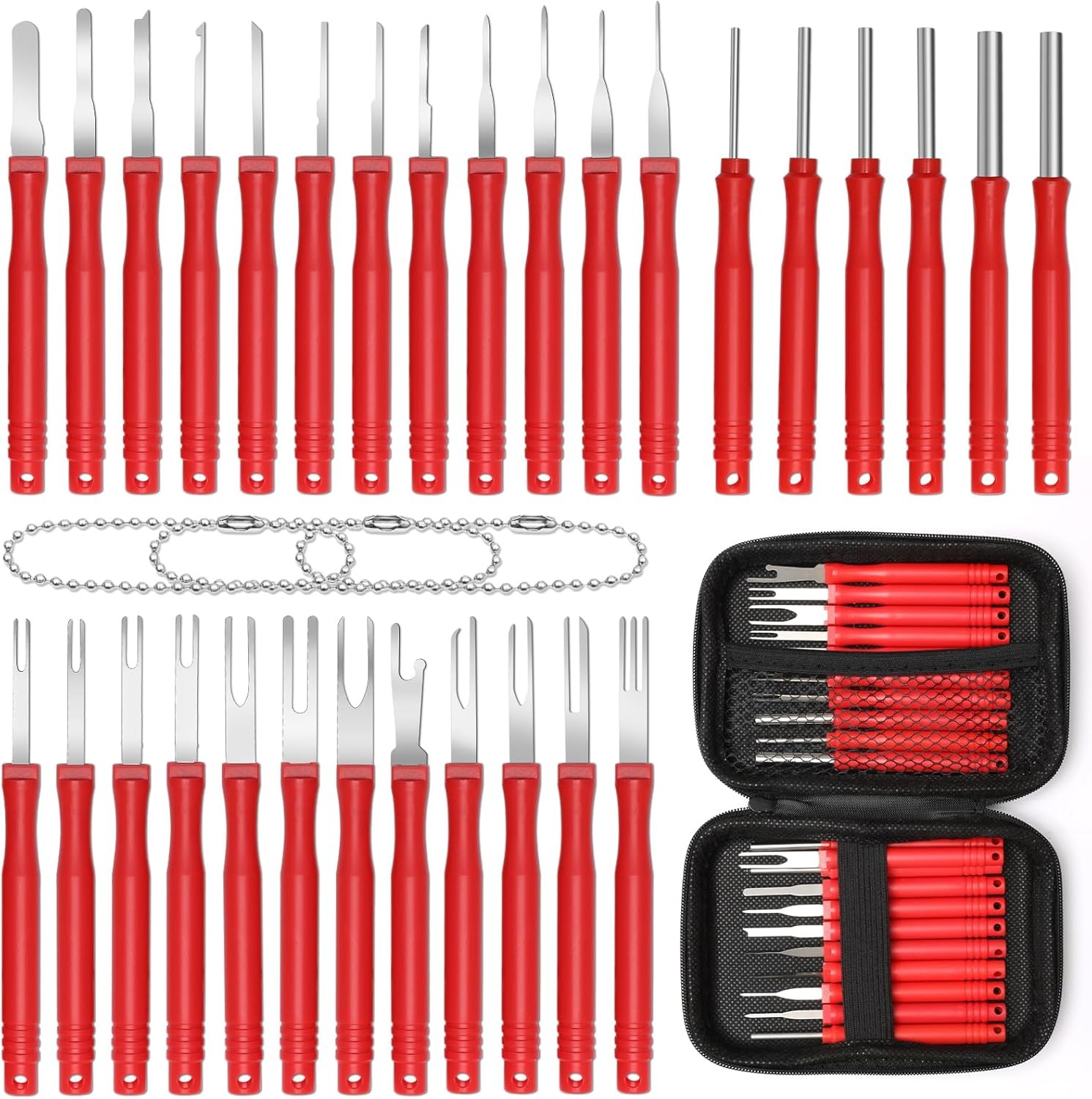 30+4P Terminal Pin Removal Tool Kit, Electrical Connector Depinning Red