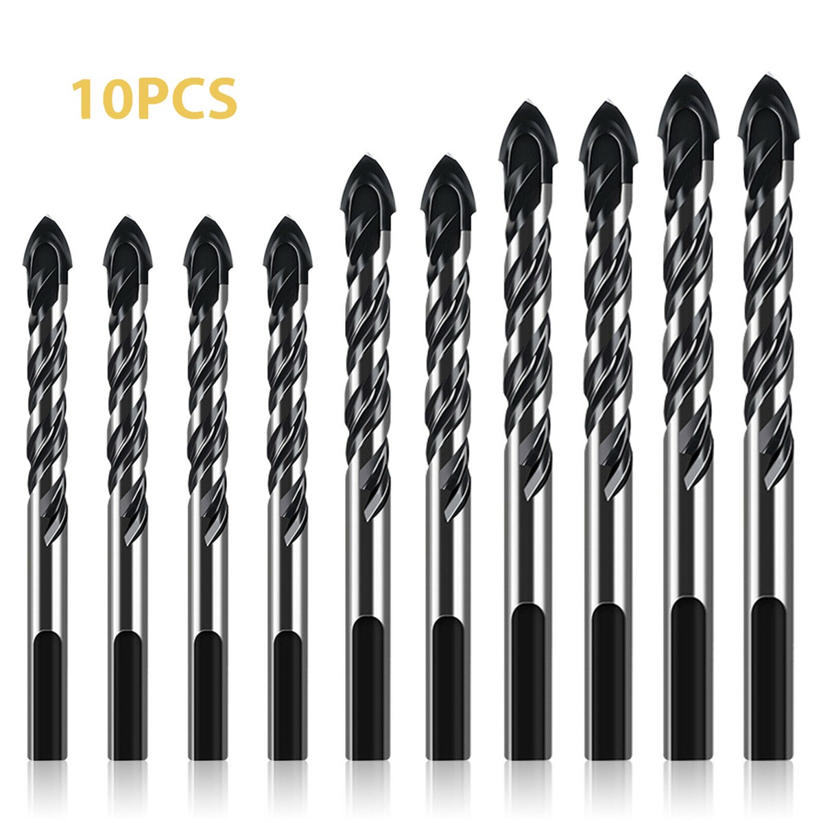 10x Masonry Concrete Drill Bit Set for Tile Ceramic Glass Marble Multifunctional
