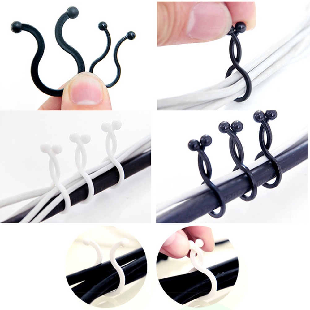 100 Pcs Desktop Fixed Data Cable Clips Organizer Wire Management Cord