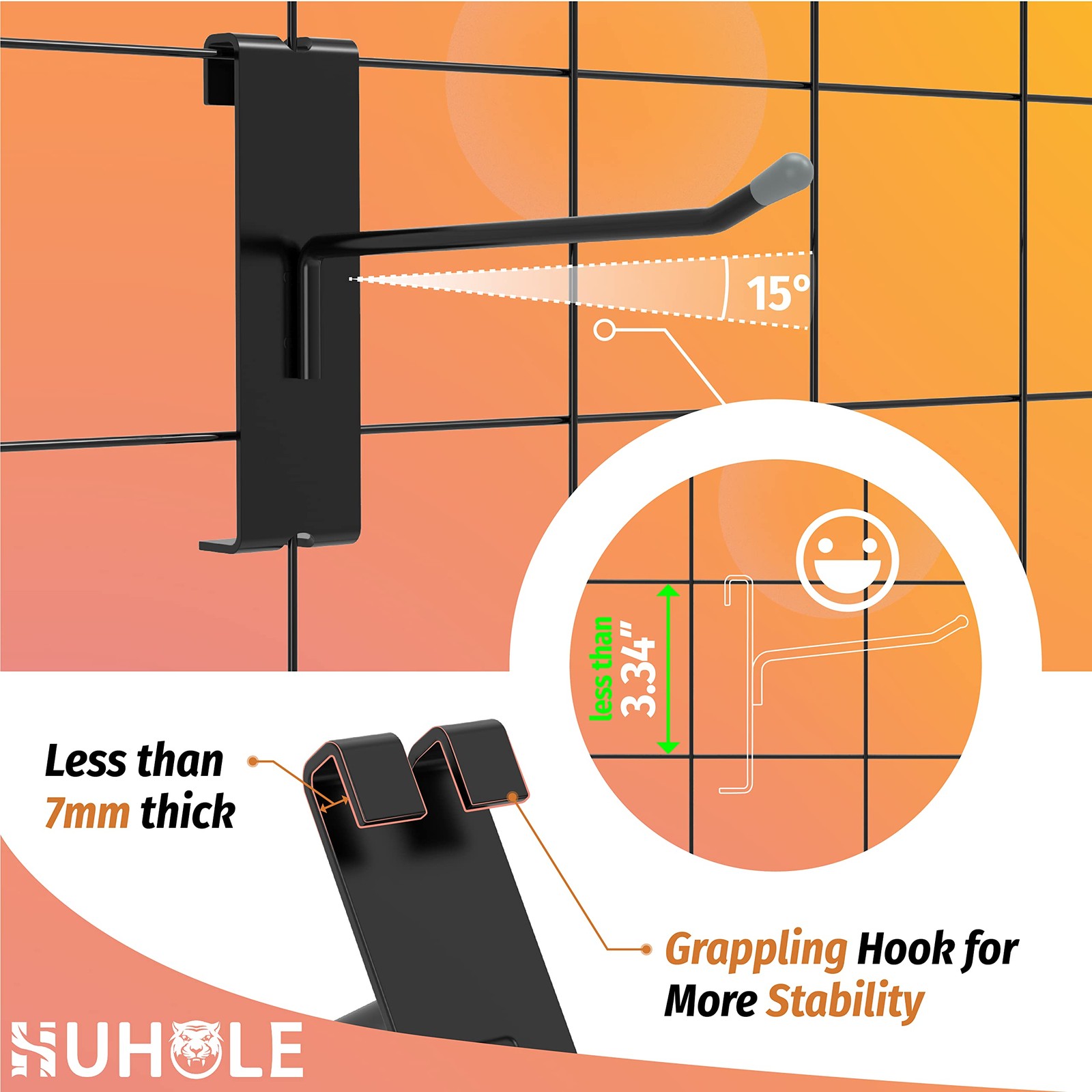 50 PC 2 Inch Black Display Hooks for Grid Wall Panel Gridwall Peg Hook
