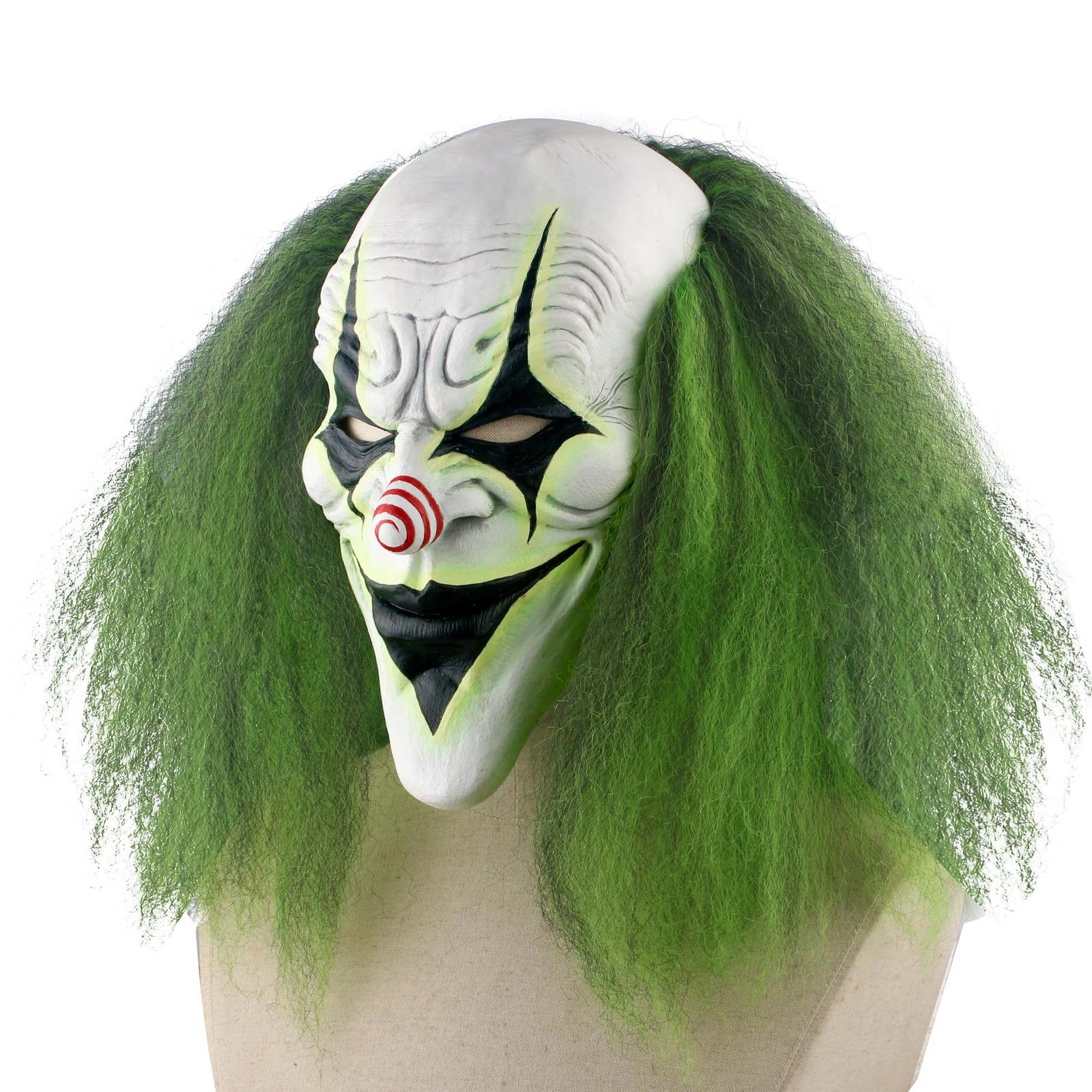 QNGCOLRCY Clown Joker Mask for Halloween with Green Wig Adult One Size,