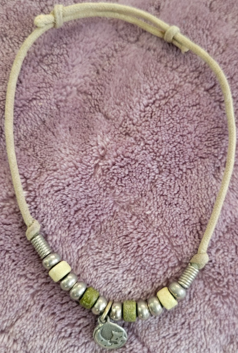Unisex Tan Green Beaded Adjustable Cord Bracelet Moon Star Charm