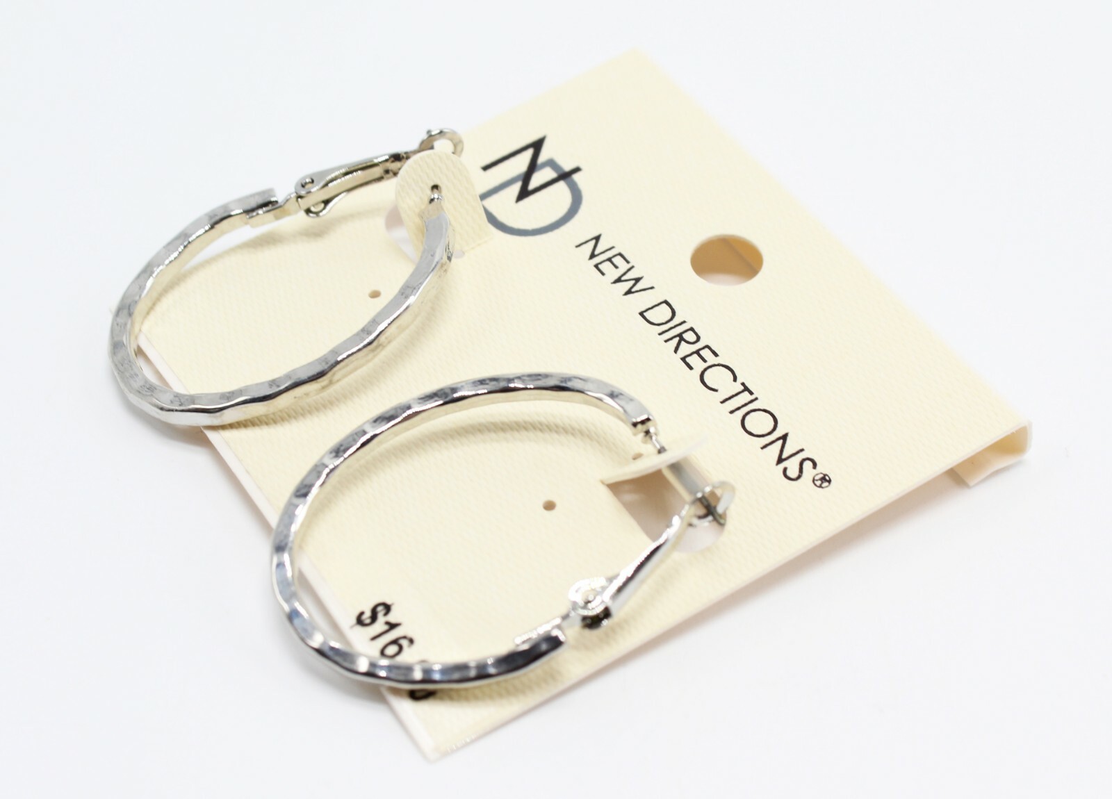 New Directions Oblong Silver Hoop Earrings nwt #E1341