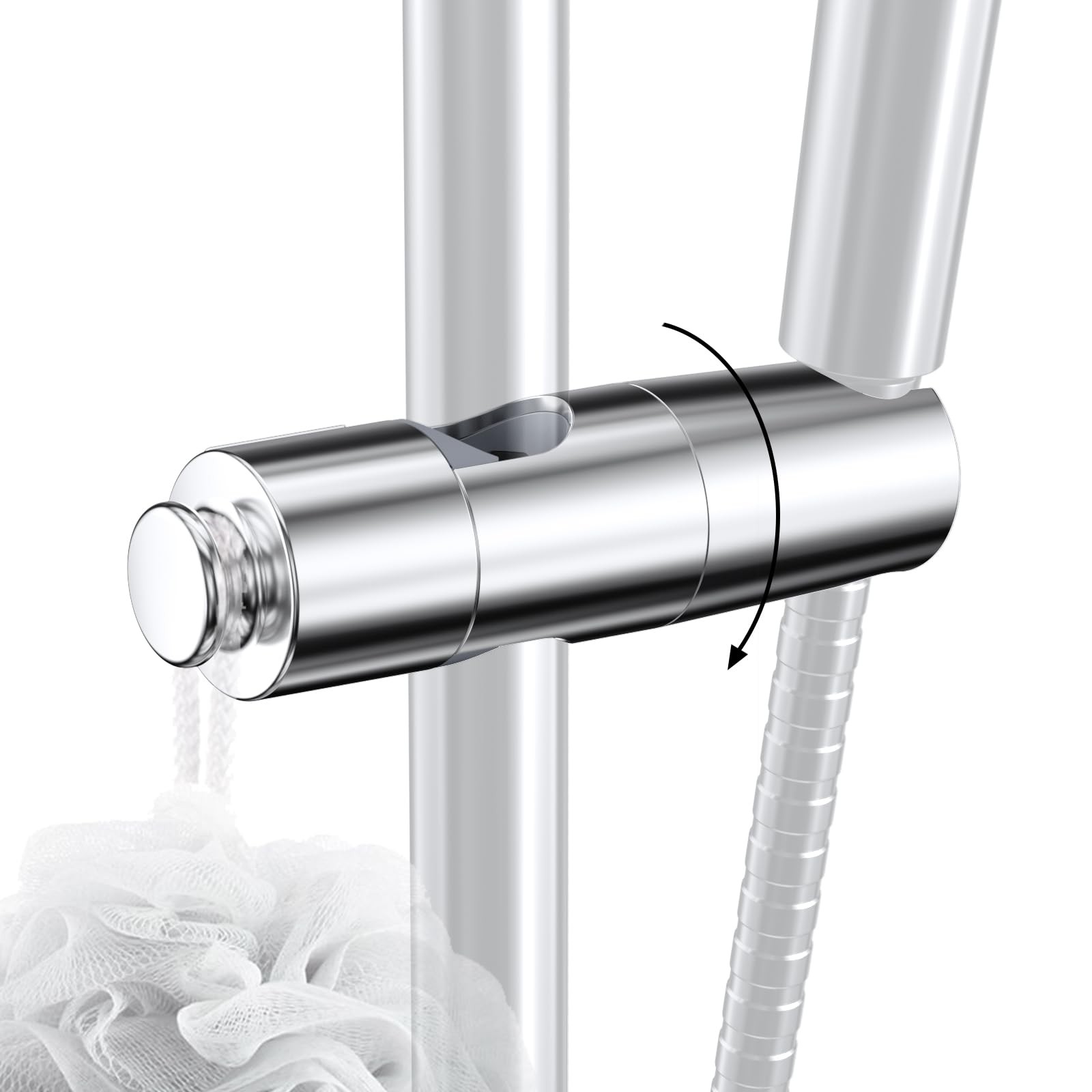 Adjustable Shower Head Holder for Slide Bar, Universal Handheld Bracket, Chrome