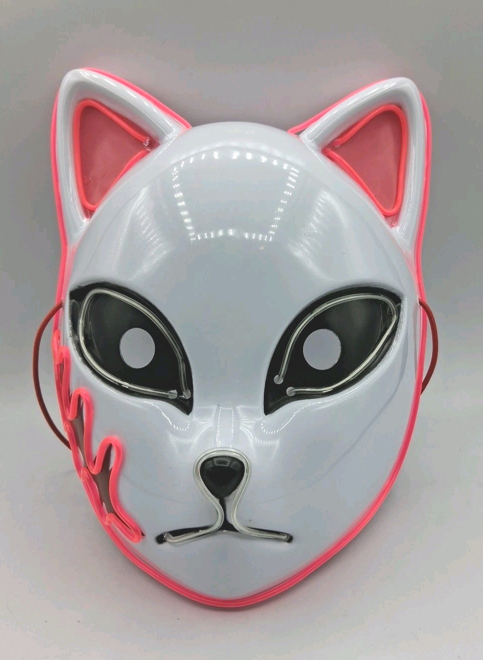 Demon Slayer: Light Up Fox Mask  The Purge Japanese Anime Demon Cosplay Mask