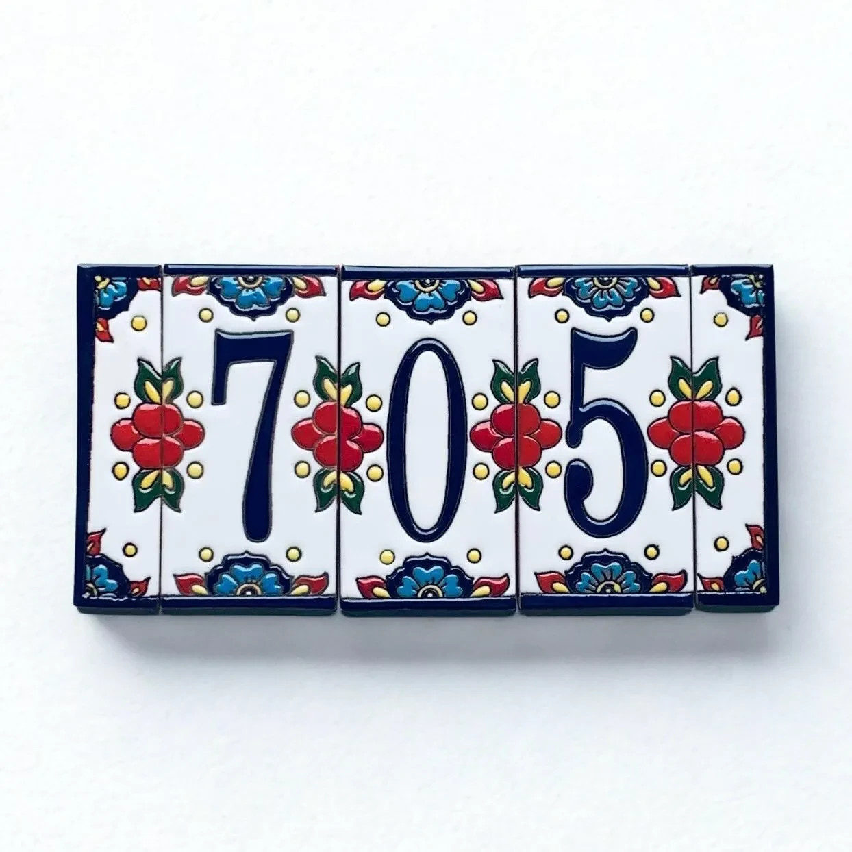 Hand-Painted Talavera House Numbers: Mexican Ceramic Address Tiles 6x3