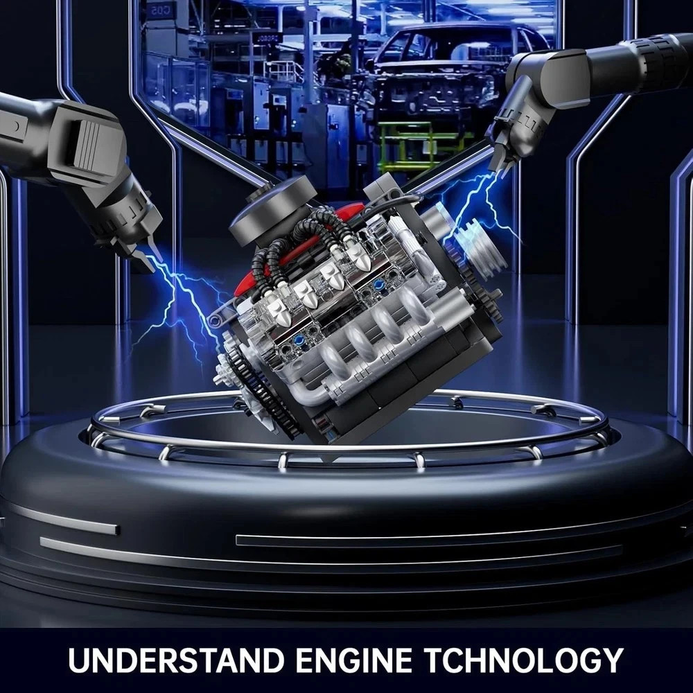 V8 Engine Model Kit - 487 Pcs to Build Your Own Mini Engine That Works - D