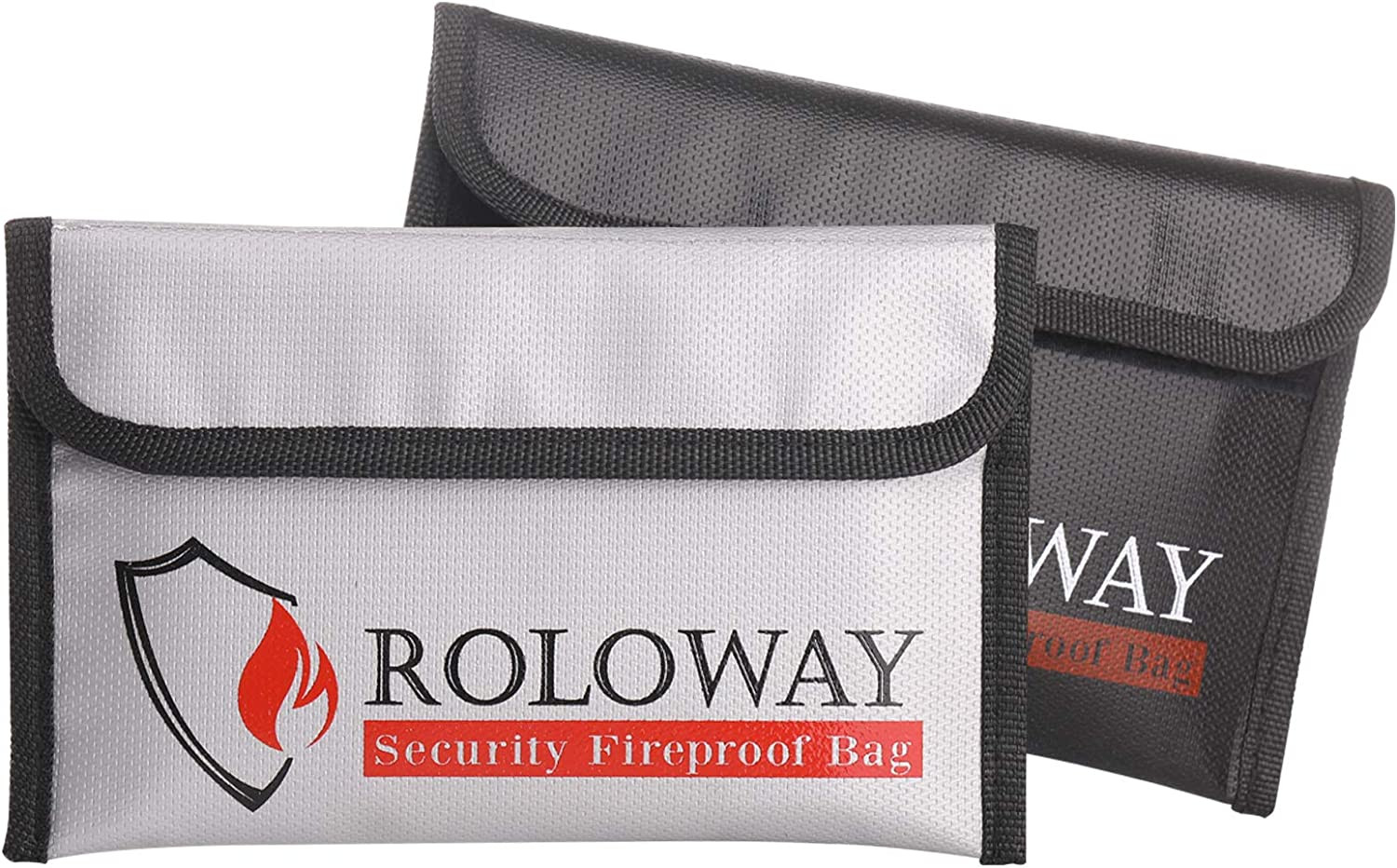 2-Pack Fireproof Money Bag Pouch Cash Passport Currency Fireproof Wallet Bag