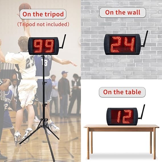 5 inch LED Custom Time 12/14/20/24/34 Seconds Shot Clock Countdown Timer Buzzer