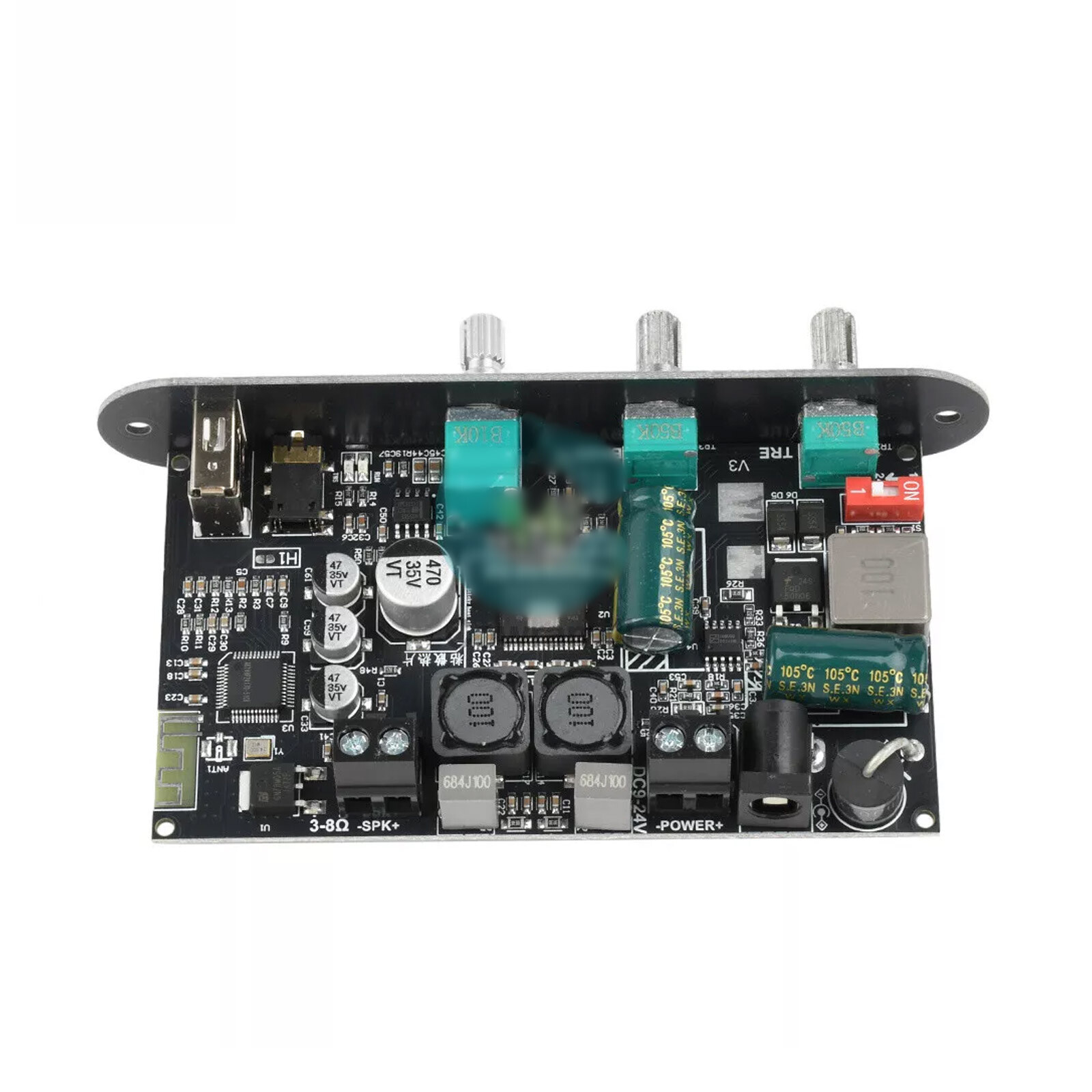 100W Mono Bluetooth Audio Power Amplifier Module Bass Treble Adjustable