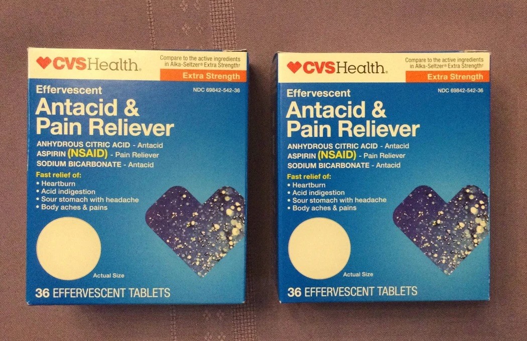 2x CVS Effervescent Antacid Pain Reliever Lot Compare To Alka-Seltzer￼￼