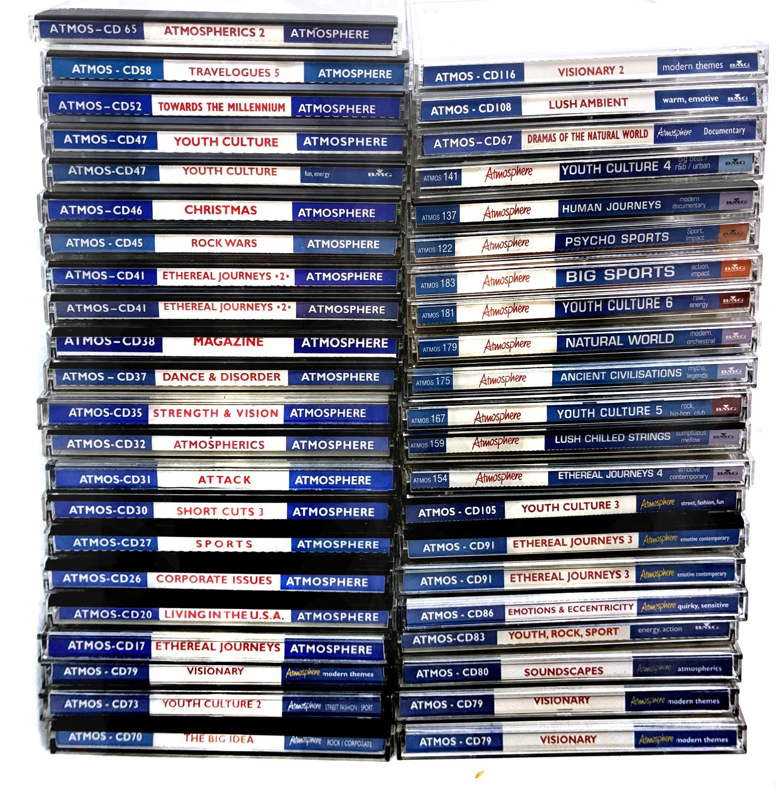 Collection of 38 ATMOSPHERE MUSIC LIBRARY COLLECTION CDs - ATMOS