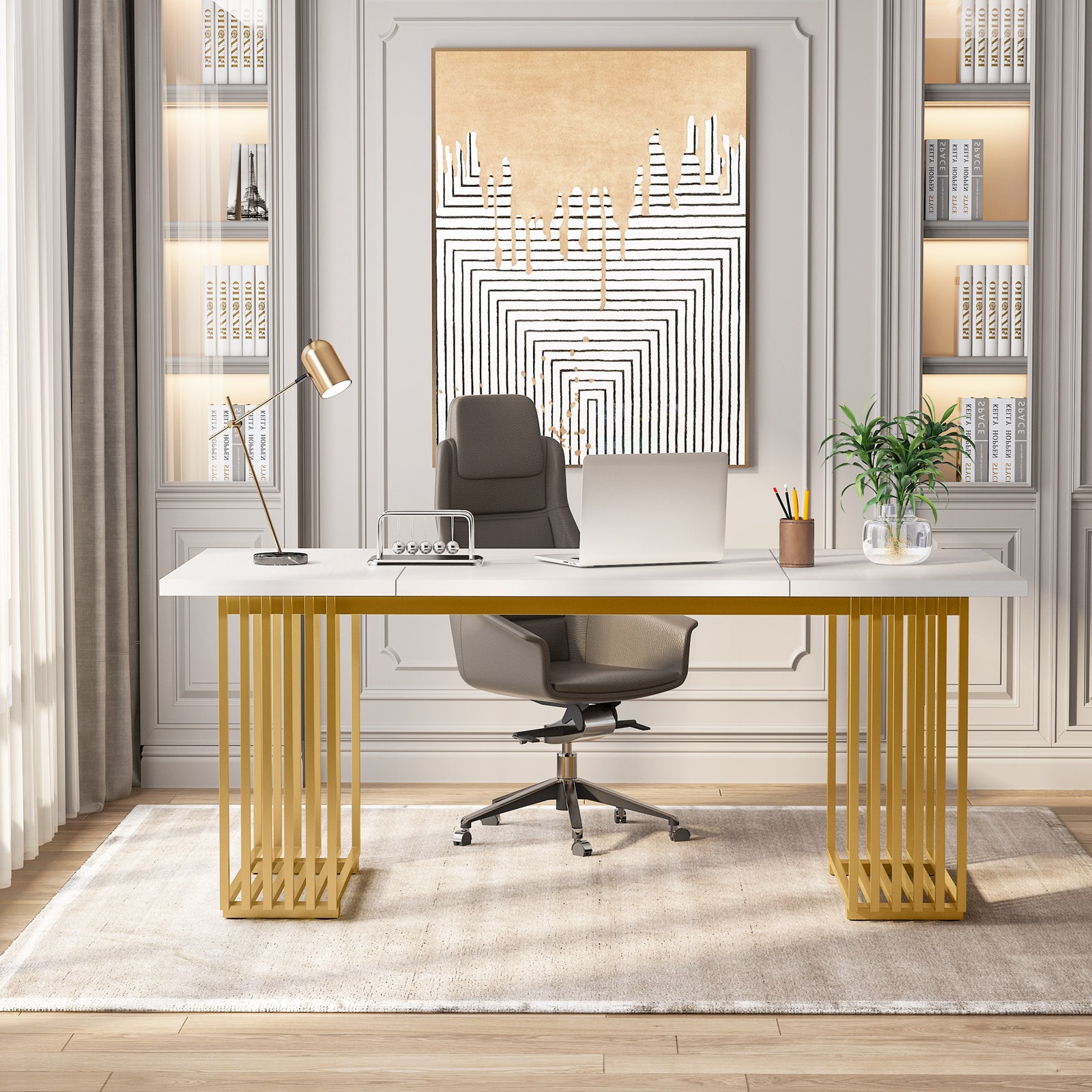 71'' Modern Executive Desk, Large Office Computer Desk Simple Workstation