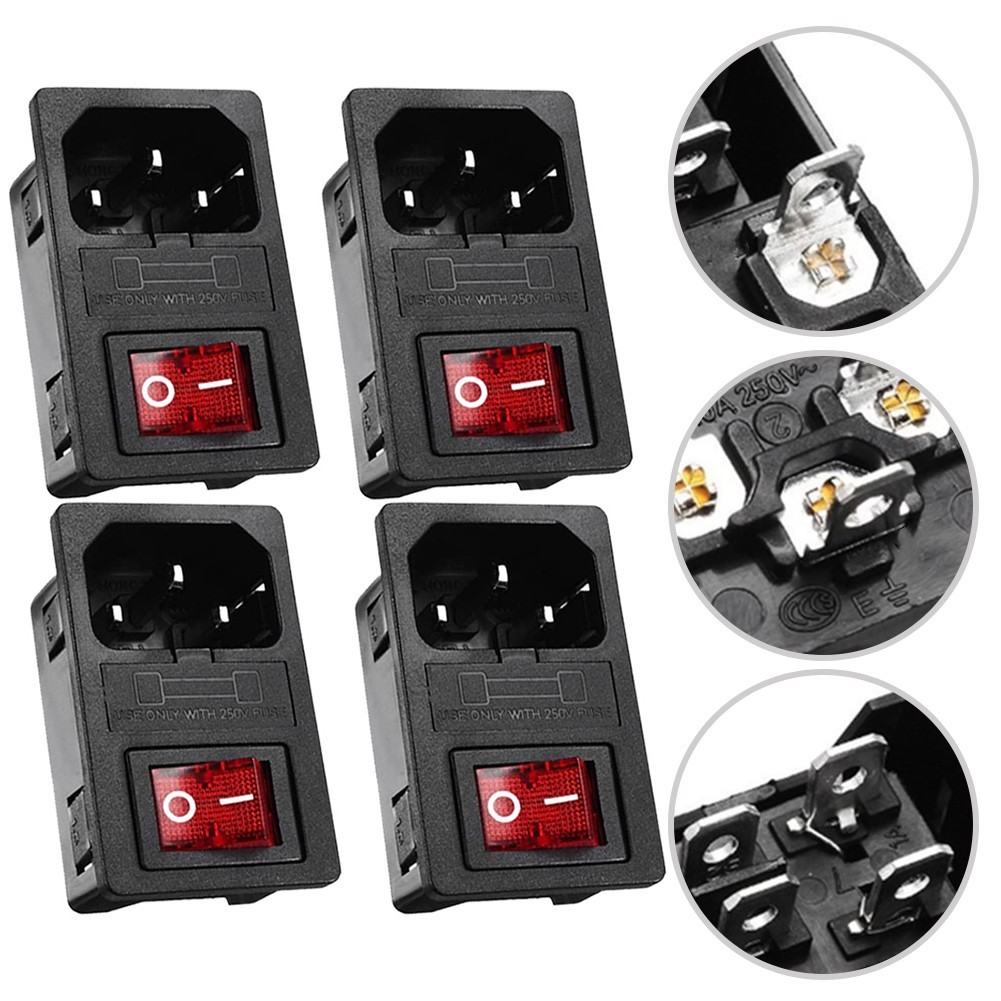 Fuse Switch for Power Socket Plastic Socket 7 Terminals Fuse Switch Insertion